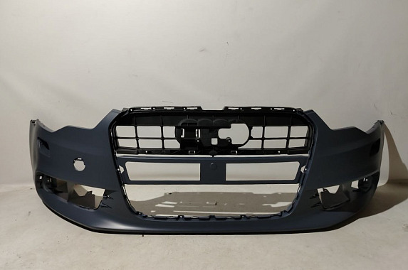 Бампер передний с отверстиями под омыватели Audi A6 2010-2014 (Китай)