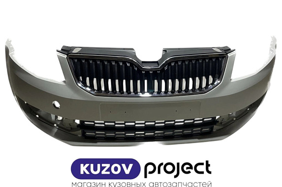 Бампер передний (с решеткой радиатора/бампера) Skoda Octavia 2012-2017 (Китай)