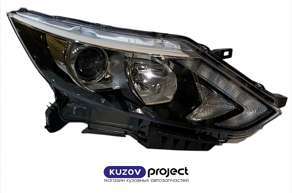 Фара правая под электрический корректор/диодная полоса Nissan Qashqai 2013-2019 (Depo / Тайвань)